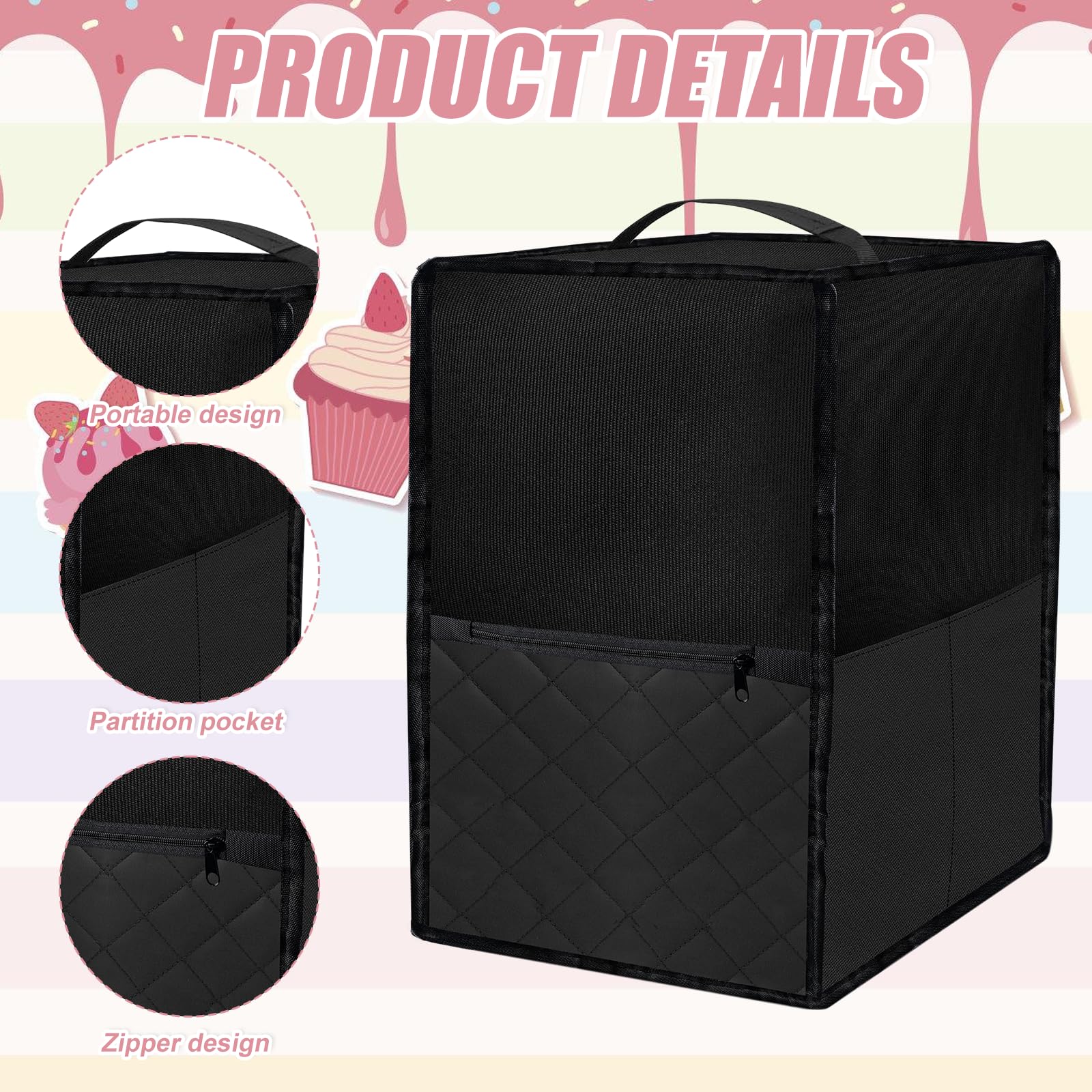 Housse de Protection pour Machine à Glace: Imperméable Couvercle Anti-Poussière, En Nylon Durable pour Ninja Creami NC501EU, NC301EU, NC299EU (Noir)