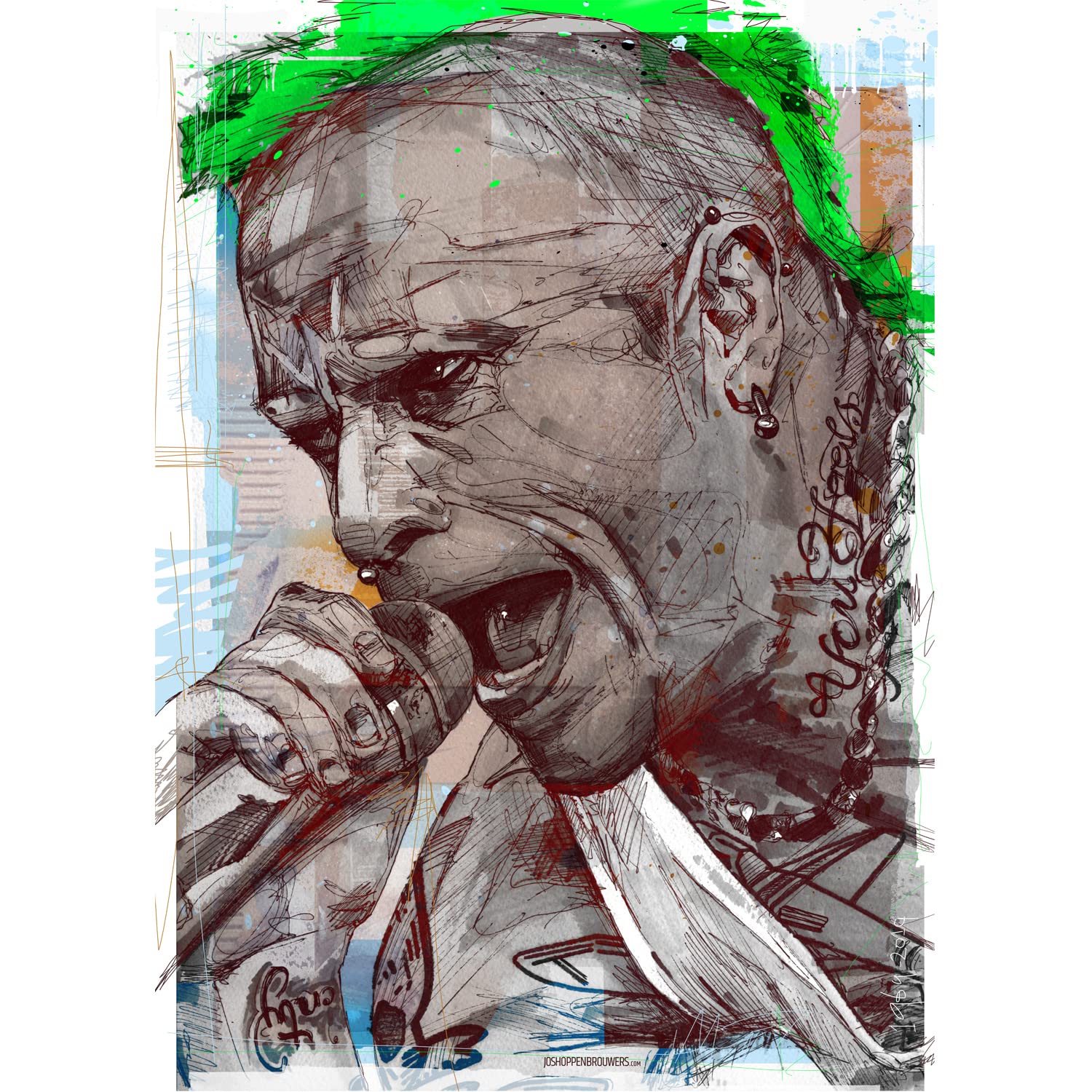 Joshoppenbrouwers Full Color Keith Flint, The Prodigy Art Canvas Print (40X60cm)