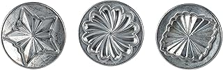 Nordic Ware Pretty Pleated Cookie Stamps Silver Cast Aluminum with Wood Handles, Grey, 3-Piece