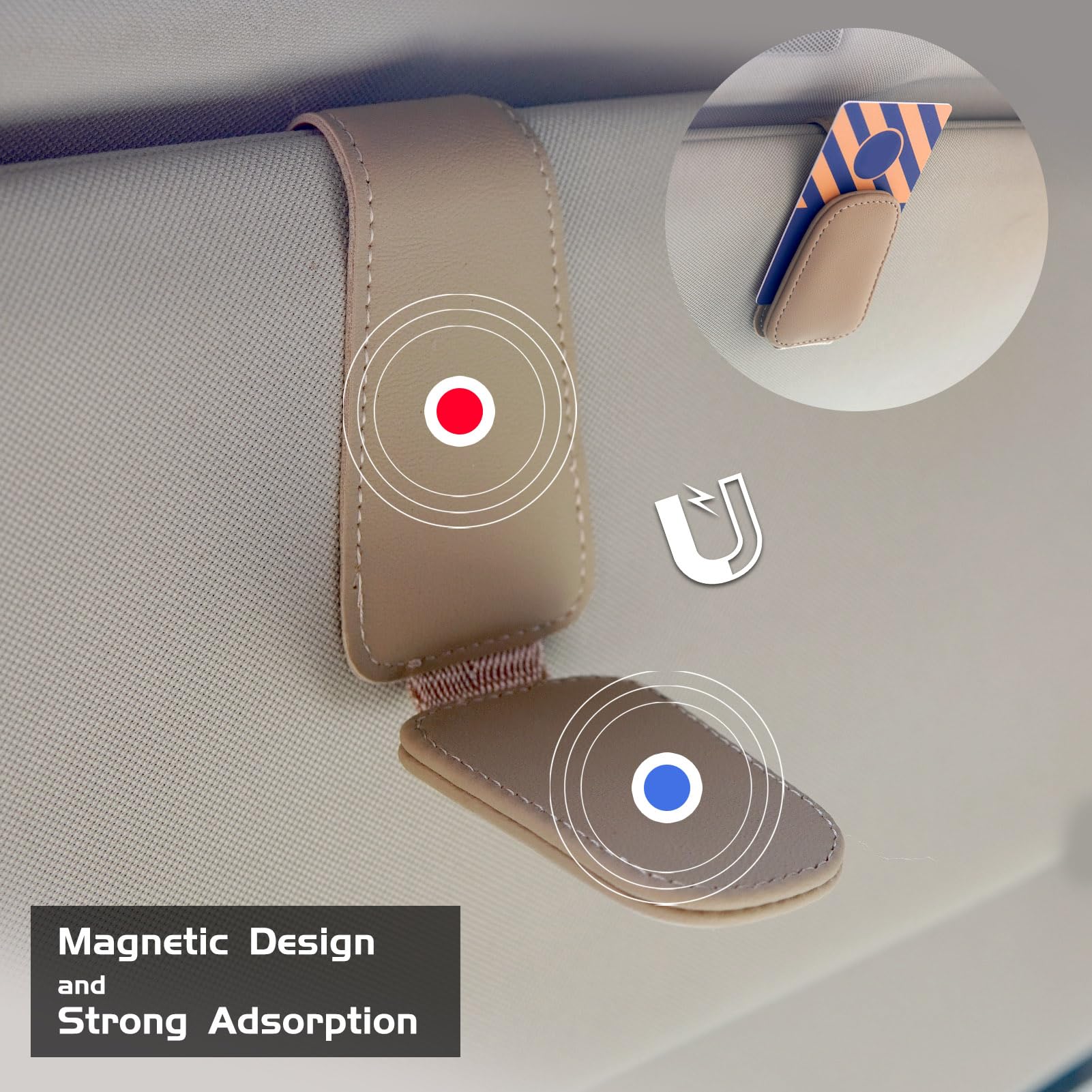 Portaocchiali Magnetico Auto Anwlki - 2 Confezioni, Pelle, Clip Biglietti, Motivo Carbonio Nero