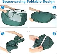 Vista 5 de PATIKIL Cesta de malla para lavandería, bolsa plegable con asas para lavandería, viajes, color beige