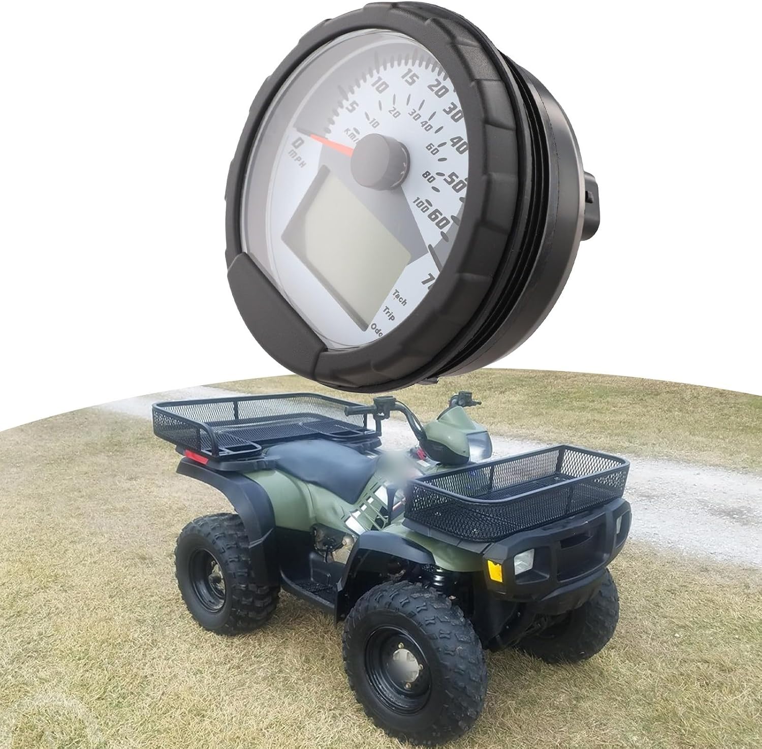 Speedometer Cluster Assembly Compatible for Polaris for Sportsman 400 500 600 700 800 Twin EFI HO 6x6 ATP 500 HO 2004-2012, OEM Part Numbers 3280528 3280431 3280482, Direct Replacement