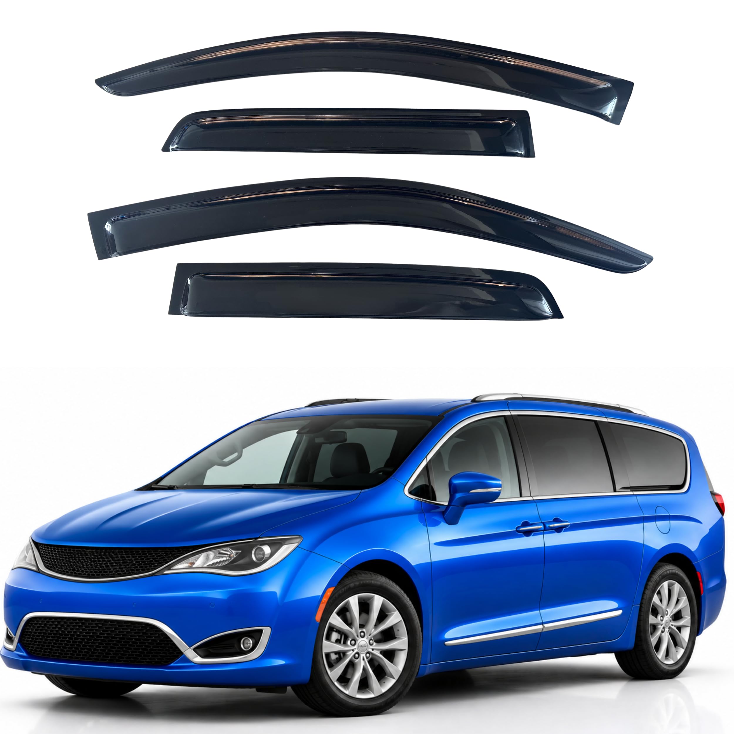 IG Window Visors Fit for 2017-2026 Chrysler Pacifica, Out-Channel Rain Guards Vent Wind Deflectors 4PC, Car Accessories for 17-26 Pacifica