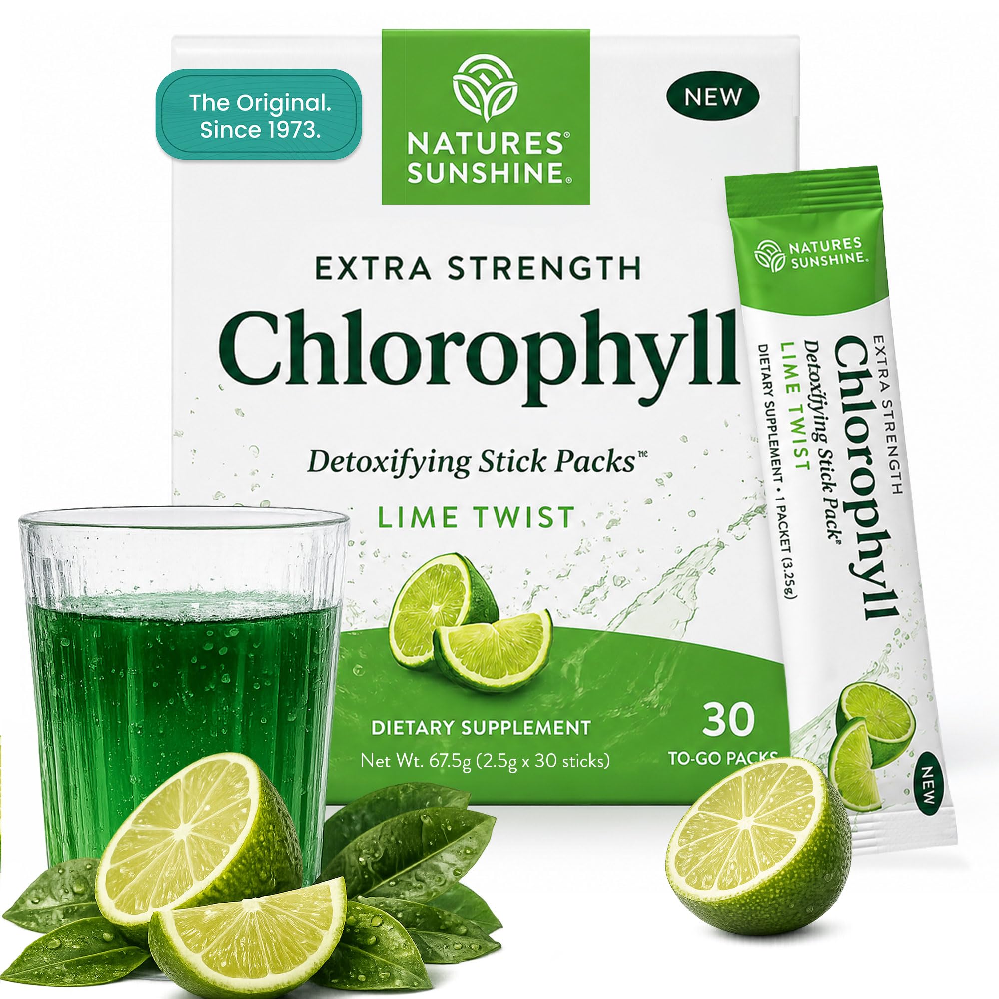 Nature's Sunshine Chlorophyll Stick Packs: Supercharge Your Detox and Boost Gut Health in Convenient, Delicious Stick Packs (Lime Twist)