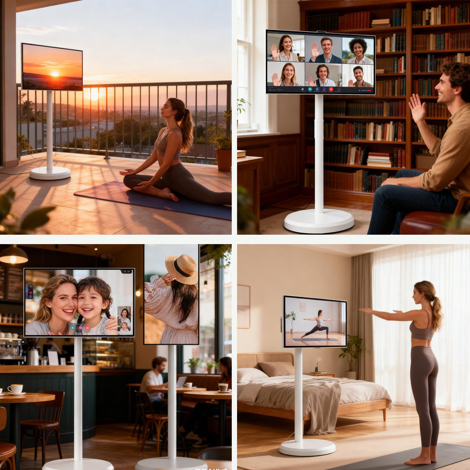 Téléviseur intelligent portable 32 pouces sur roulettes 32in-8+256G-white