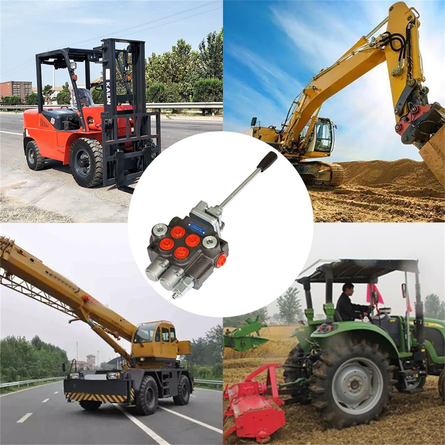Hydraulikventil, hydraulisches Wegeventil, doppeltwirkendes Ventil, 2 Spulen, 11 gpm, 3600 psi, SAE-Anschlüsse für kleine Traktoren, Traktoren, Lader, Holzspalter