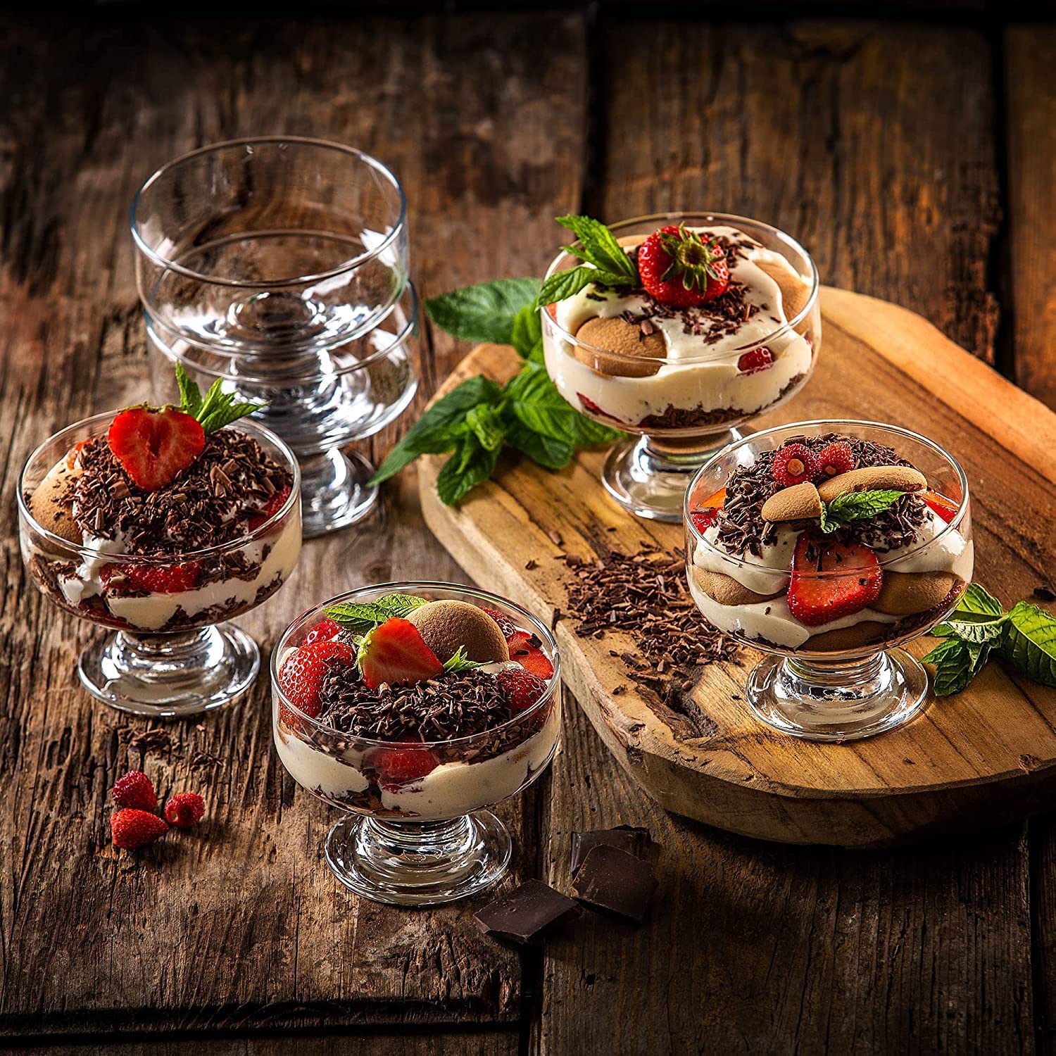 LKFDTW Set Of 6 Dessert Glasses, 190 Ml, Small Glass Bowl, Ice Cream Cups, Glass Bowls Set, Dessert Glasses, Finger Food Bowls For Mousse, Tiramisu