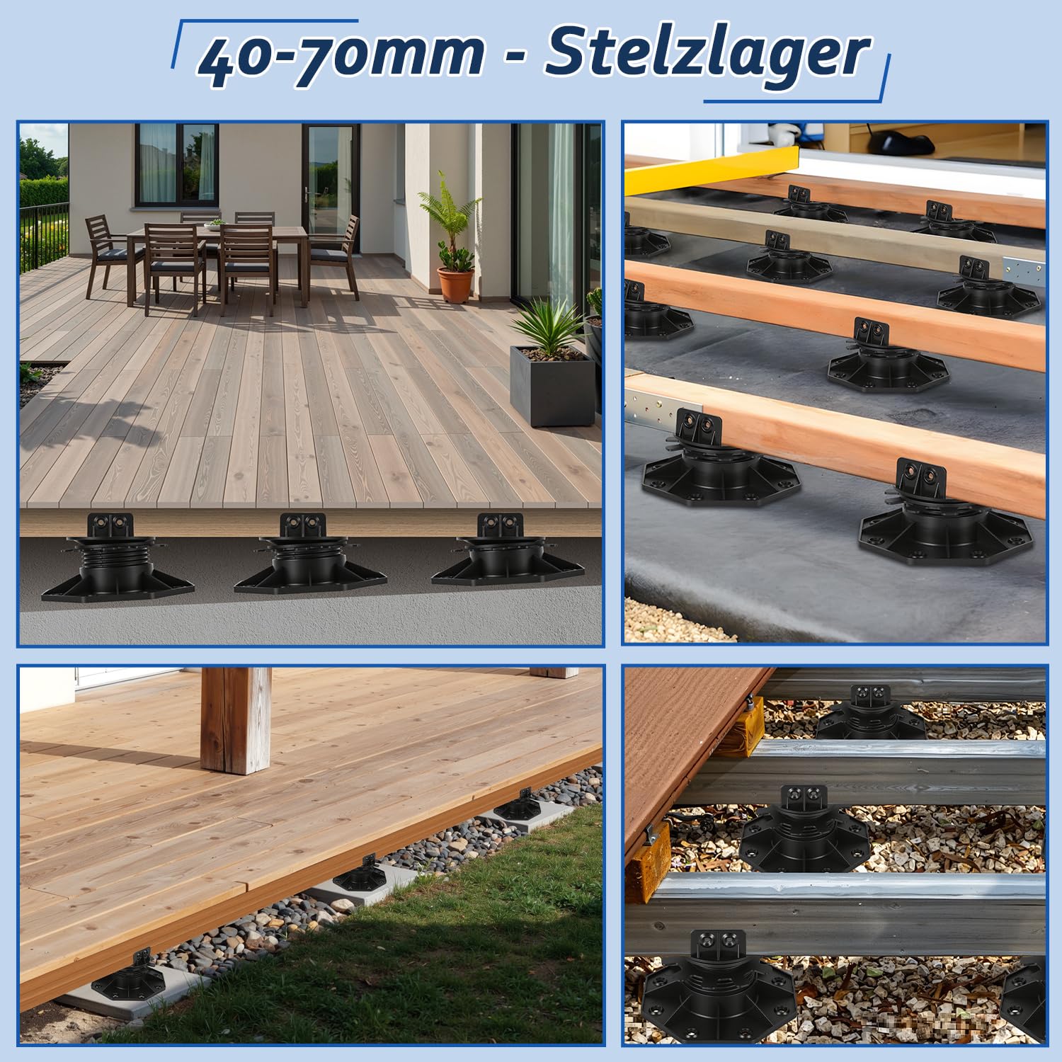20 sztuk łożysk szczękowych, regulowany zakres nachylenia, nóżki 40-70 mm, łożyska tarasowe, płyty tarasowe do desek tarasowych, konstrukcji podstawy, WPC, regulowane nóżki