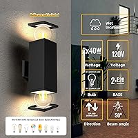 Vista 3 de Lámpara de pared moderna para exteriores, aplique exterior de aluminio, impermeable, montaje en pared para porche, casa exterior