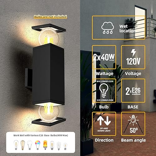 Miniatura 3 de Lámpara de pared moderna para exteriores, aplique exterior de aluminio, impermeable, montaje en pared para porche, casa exterior