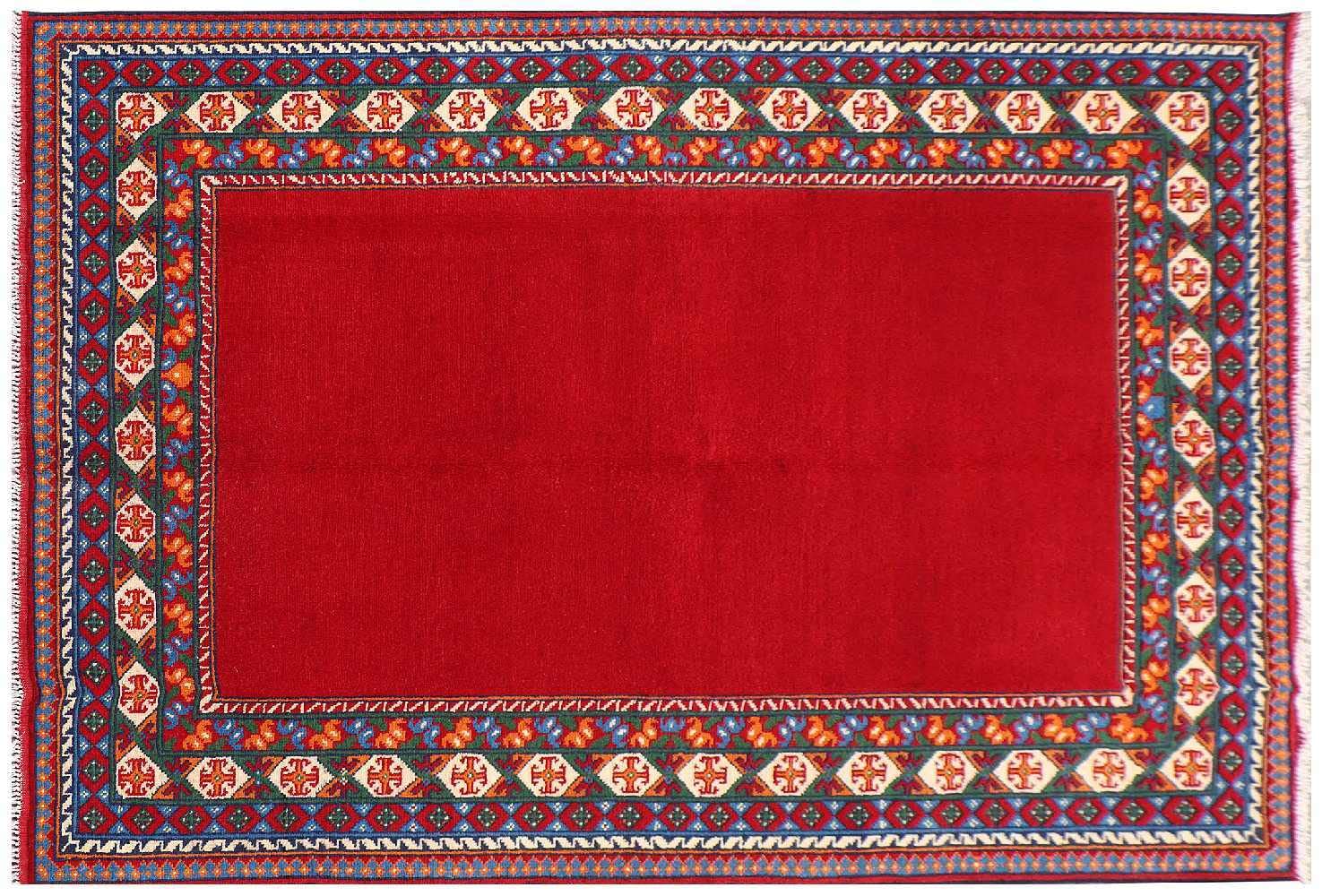 Tapis Afghan Akcha rouge 170x240cm solution sol froid salon