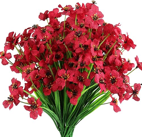 Flores artificiales de otoño para exteriores, 12 racimos de plantas y flores para exteriores, resistentes a los rayos UV, flores falsas que no se