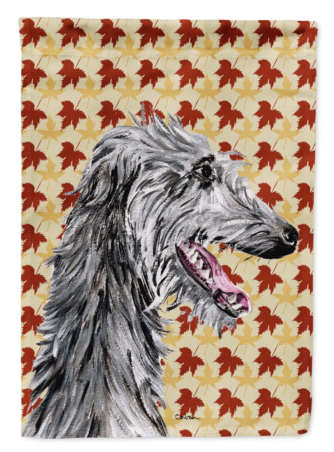 Drapeau Deerhound Fall Leaves grand format Caroline's Treasures