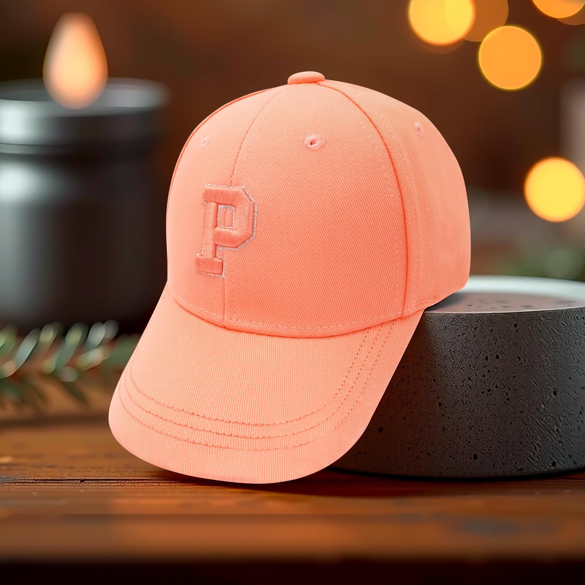 VRITRAZ A Unisex C Letter Baseball Cap Comfortable Adjustable Sports Caps | Caps for Men & Women, Kids, Boy, Girl (Orange) Pack of 1 1