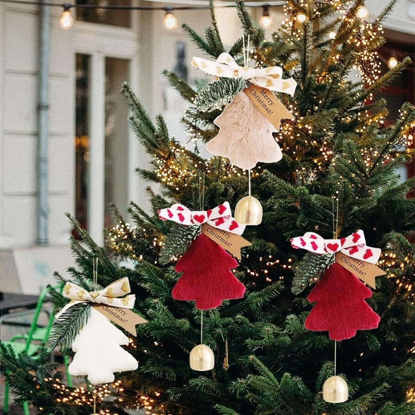 Campanelle Natale 2 Campane di Natale, Ornamenti for L'Albero, Decorazioni in Peluche for Pendenti for Albero Decorazioni(Bruin)