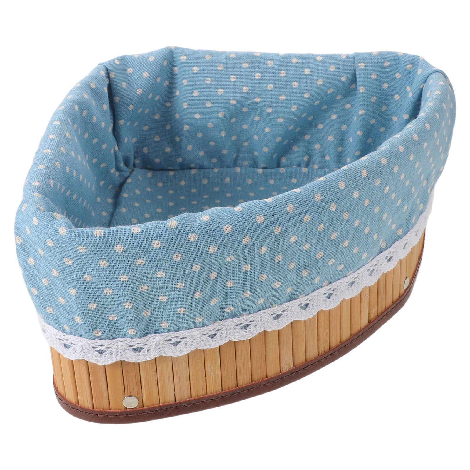 Cesta de almacenamiento pequeña de bambú, organizador triangular decorativo con forro desmontable