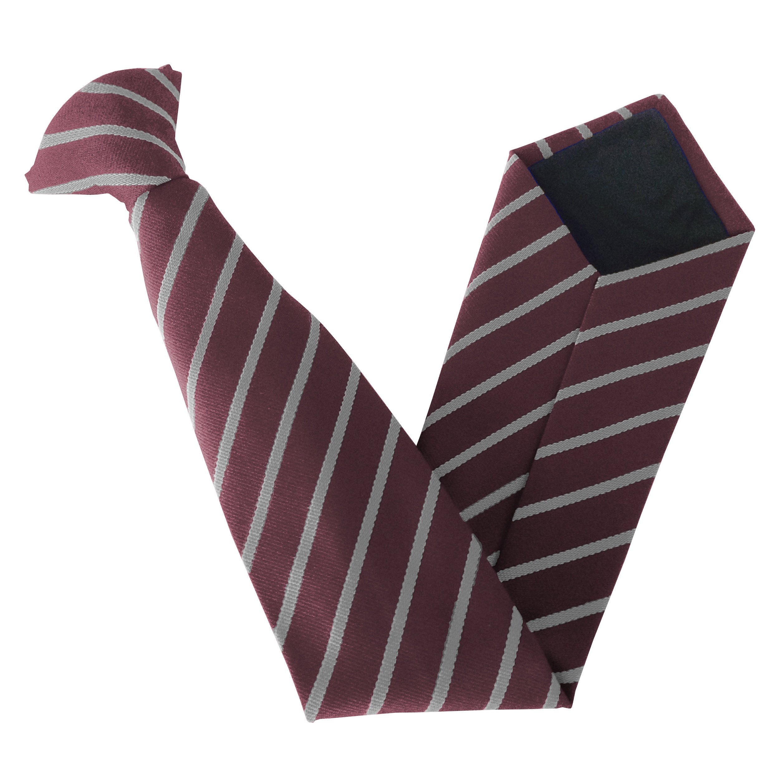 Great British Tie Club Clip On School Ties (21 Single Striped Variations) (17 inch clip on (High School), Maroon & White)