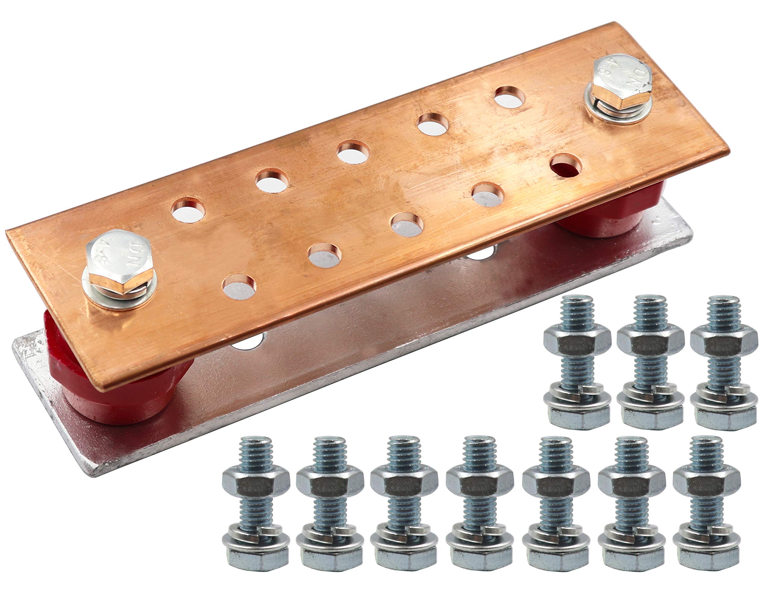 LBY .157" x 2.36" x 7.87" Copper Ground Bar Kit, with 10 Terminal