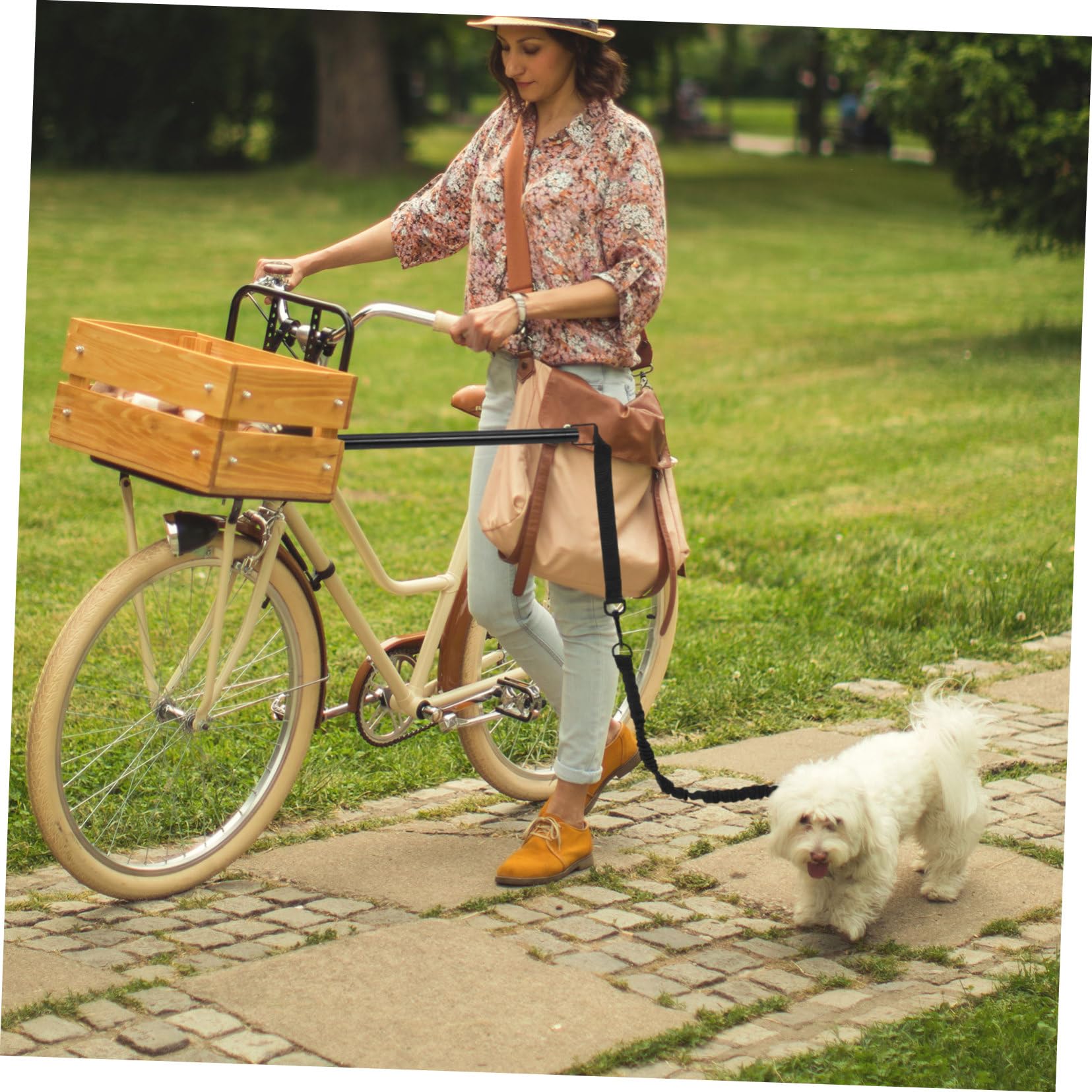 Laisse pour Chien à Fixer Vélo, Noir, Alliage et Oxford