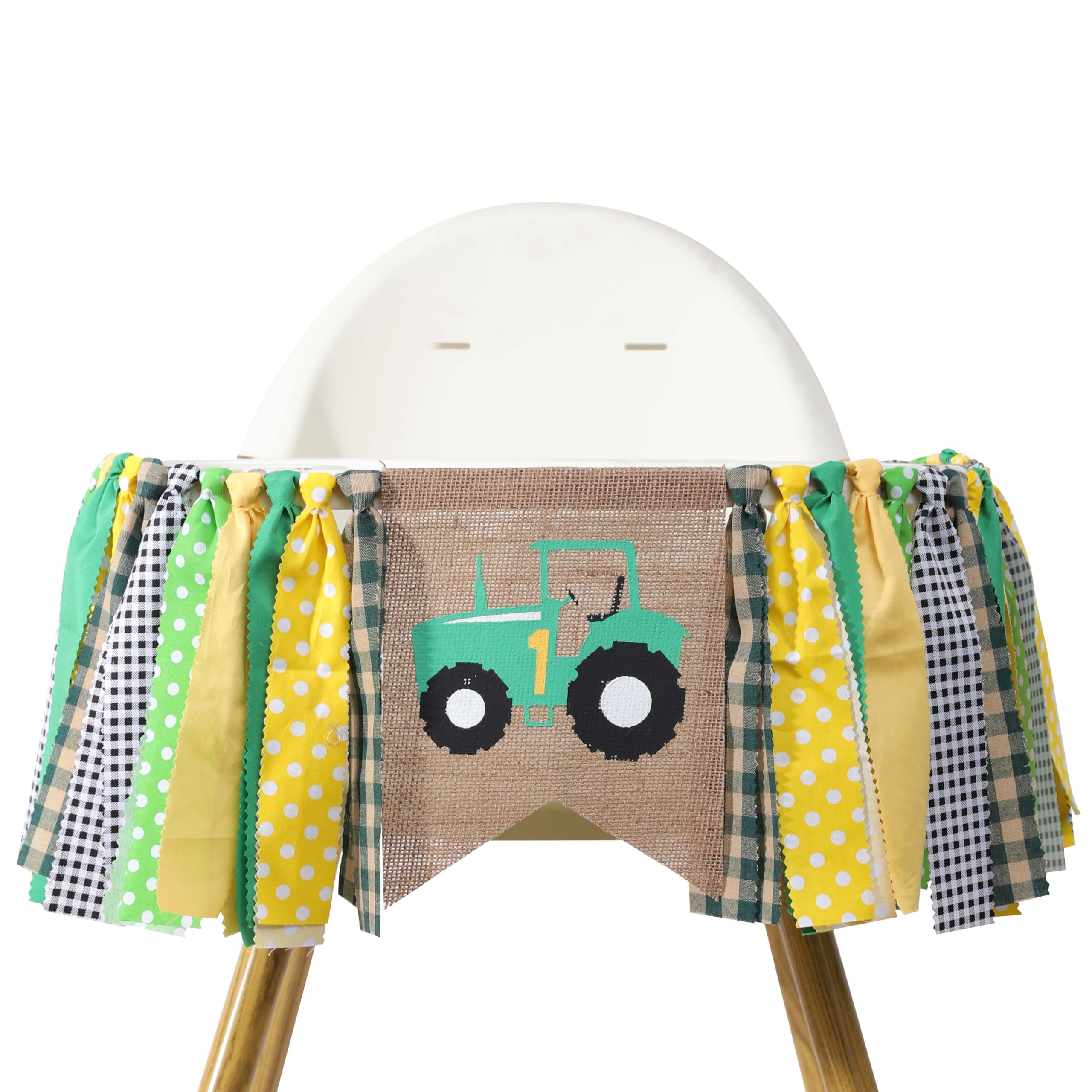 Farm High Chair Banner - Green Tractor 1st Birthday Party Decoration