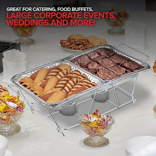 Miniatura 7 de Juego de bufé con tapa desechable, 21 x 13 (paquete de 5) de 9 x 13 pulgadas y tapas (paquete de 10) bandejas de aluminio para servir, bandejas de