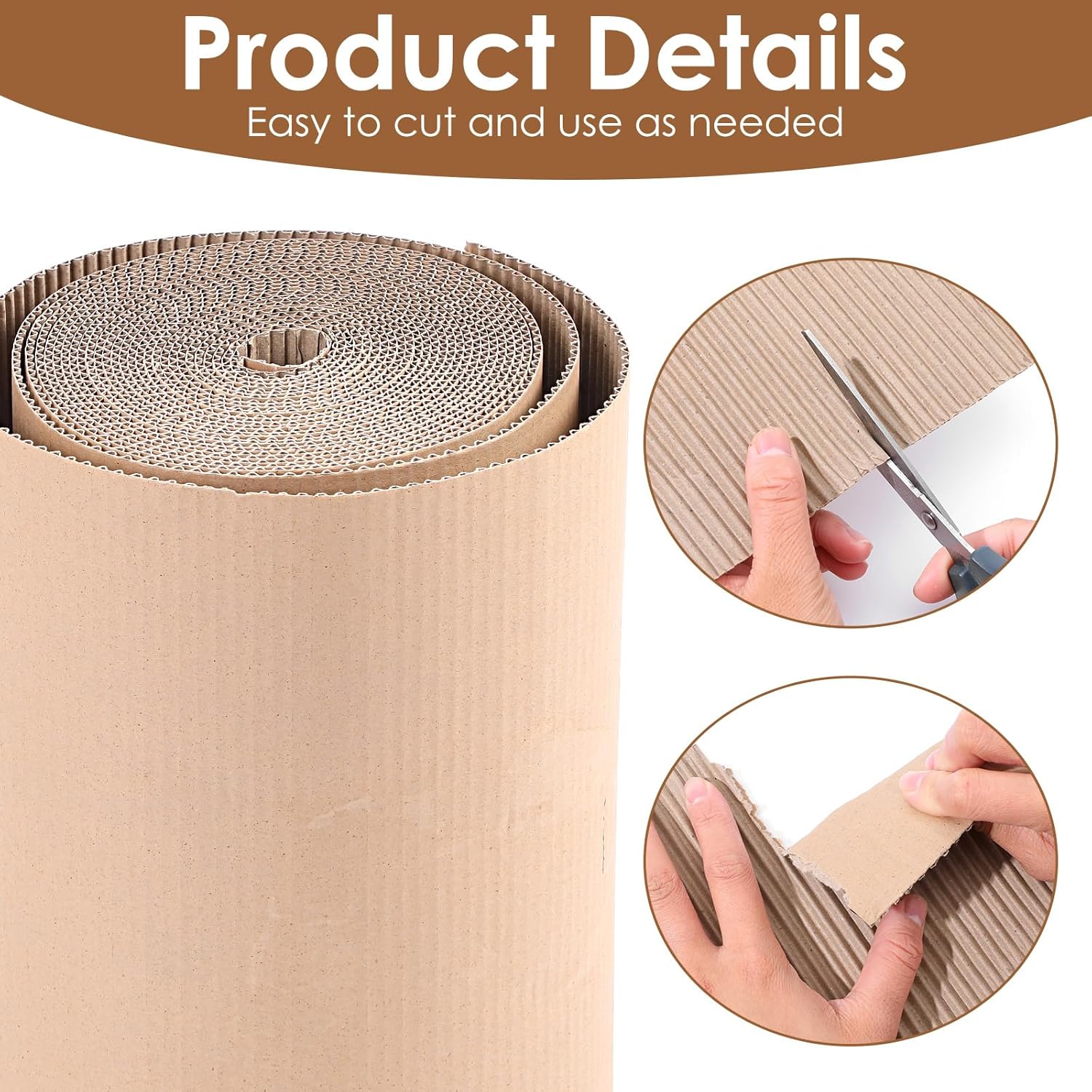 17 x 394 Inch Corrugated Cardboard Roll, Brown Single Face Corrugated Paper, Thicker Wider Large Cardboard Sheets, Heavy Duty Shipping Corrugateds Paper Roll Wrap for Gift Packing, Storage, DIY Crafts