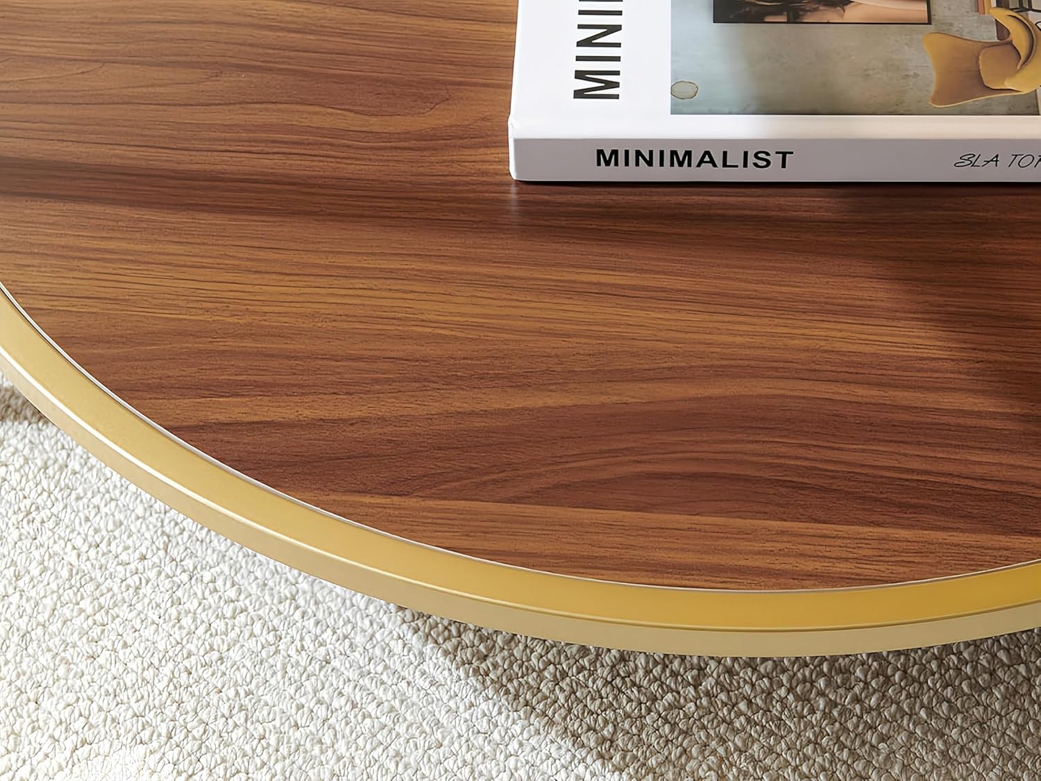 Modern Round Glass Coffee Table with Amber Glass Top, Round Glass Table for Living Room, D30''×H18'', Gold Table Legs Structure & Amber Glass Top