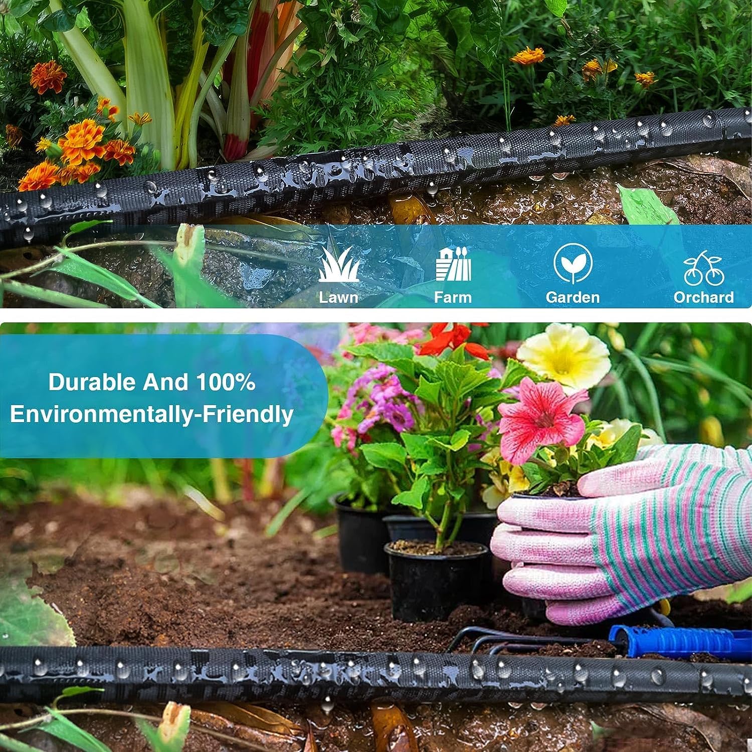 Manguera De Riego 50m - Diámetro 4/7mm Para Jardín (resistente A -15°C A 60°C)