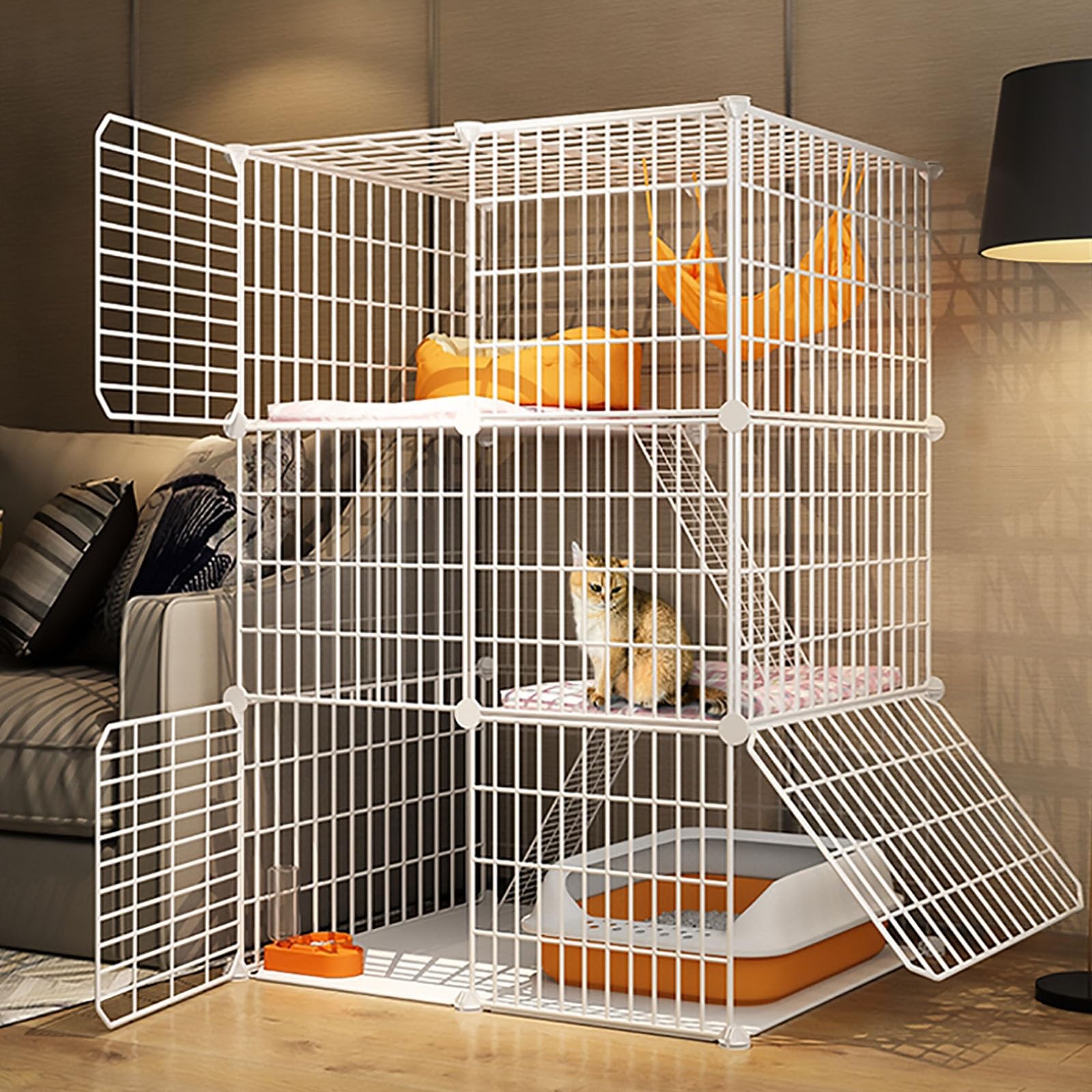 Cage pour chat et enclos grillagé à monter pour limiter les bêtises la nuit