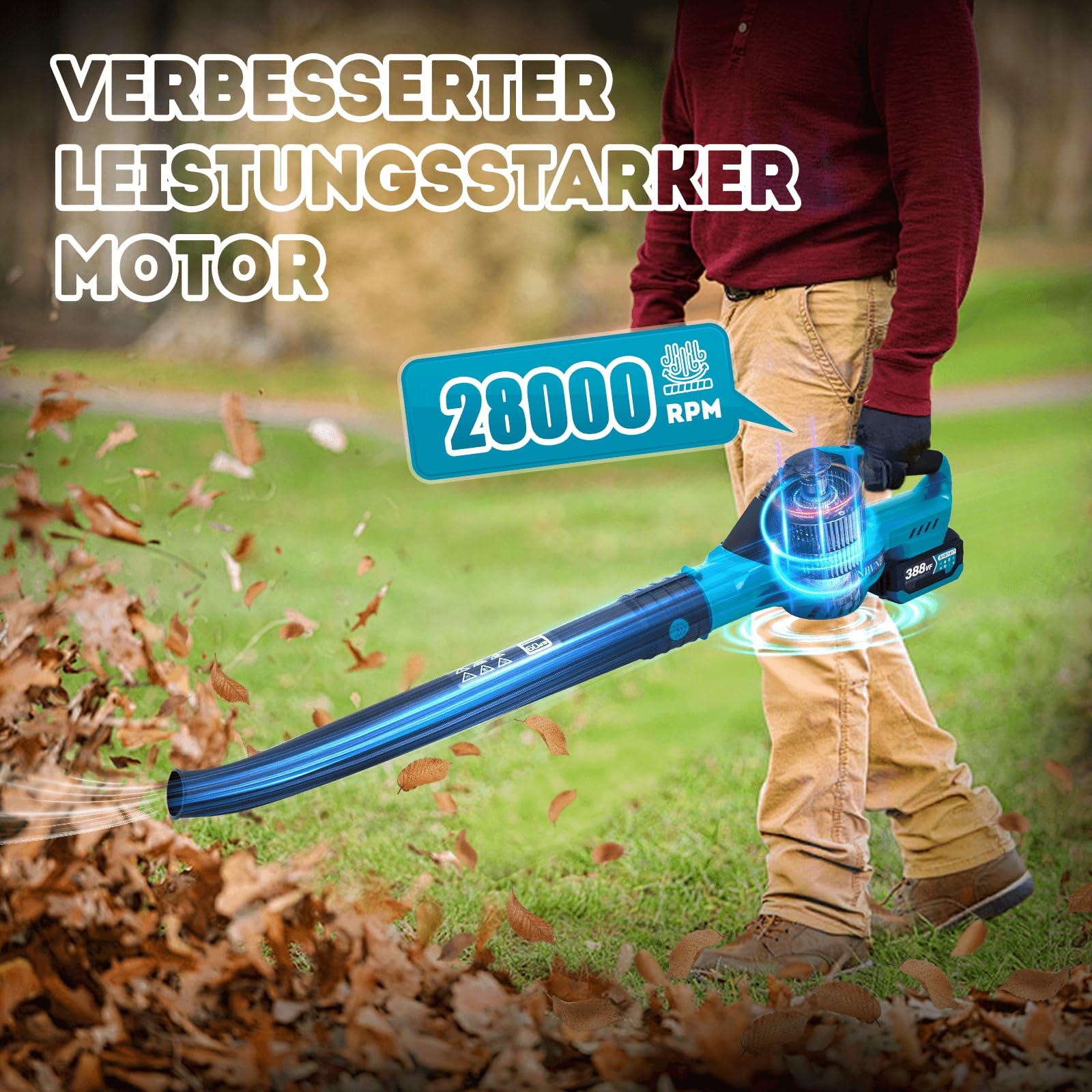 Laubbläser Akku für Makita Akku 18V, 219 km/h 5-Gang Bürstenlosen | 28000RPM Leistungsstark Laubgebläse für Terrassen Rasenpflege Laubblasen
