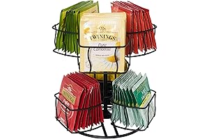 Tea Bag Haven: NHZ 6-Compartment Black Powdered Steel Tea Storage and Organizer