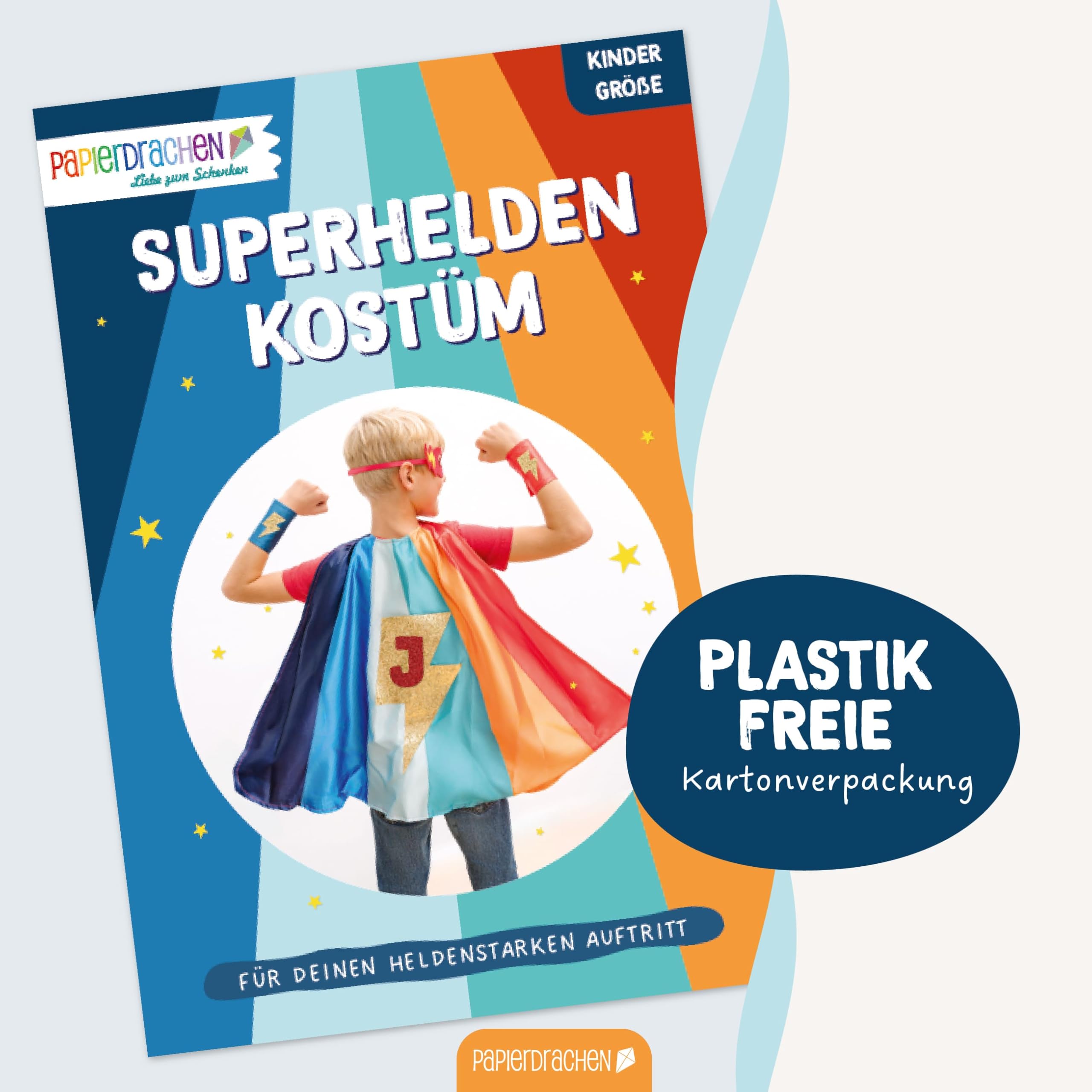 Papierdrachen Superhero Set Blitz Ocean Boy, Includes Mask and Cuffs, Role Play, Imaginative Fancy Dress - Image 4