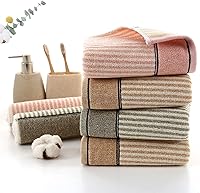 Vista 6 de Pidada Juego de 2 toallas de mano 100% algodón con patrón de rayas absorbentes suaves toallas decorativas para baño (marrón)