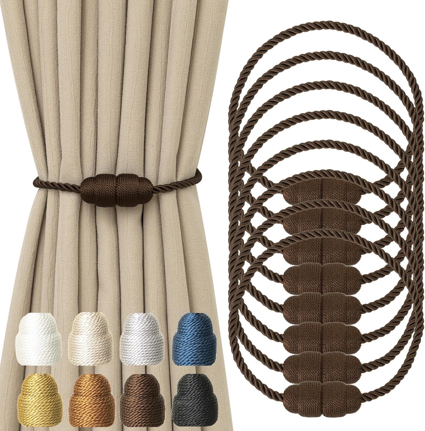 Amazon.com: Contoeey Magnetic Curtain Tiebacks Rope Curtain Tie Backs ...