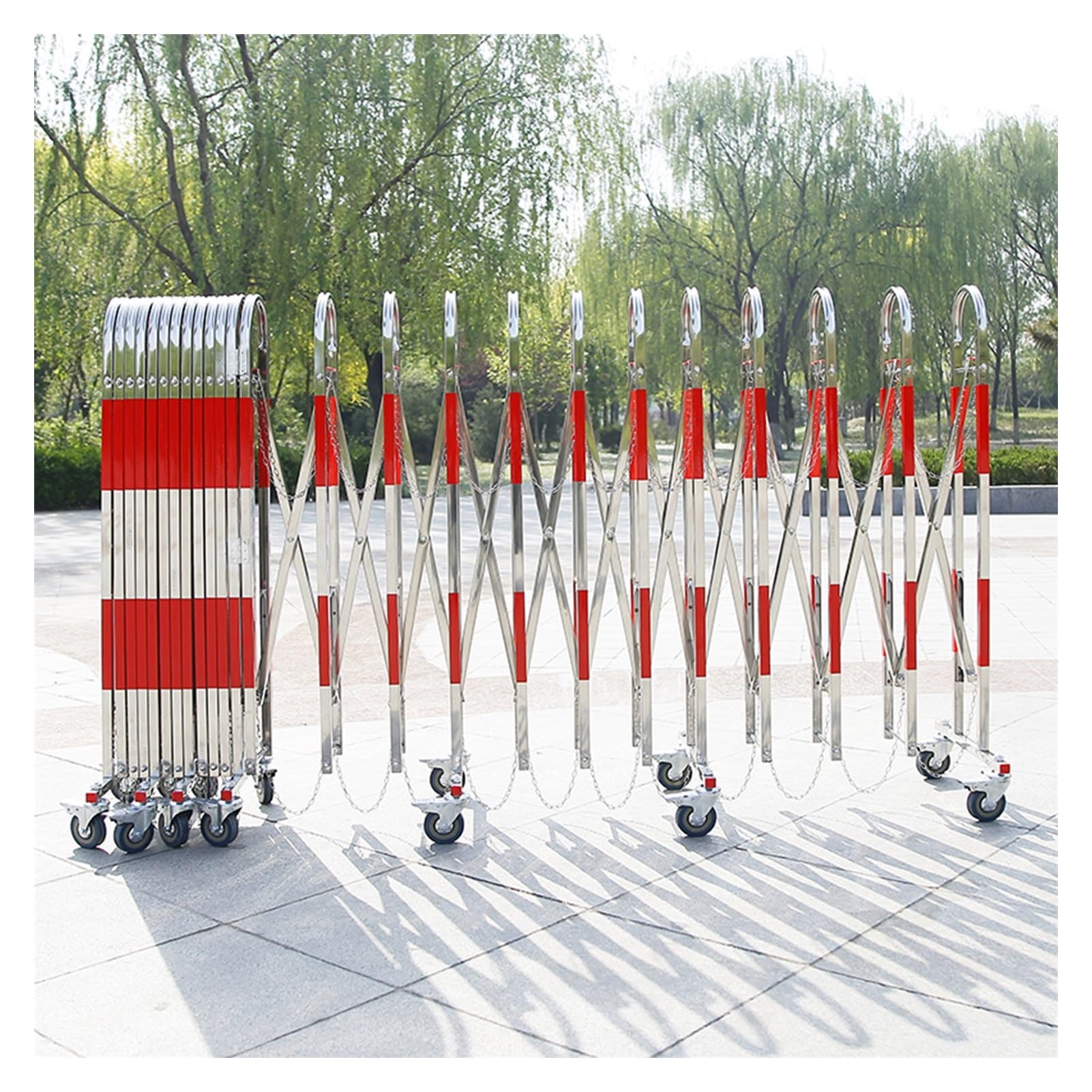 Barrière mobile extensible haut de gamme en métal lourd pour balisage de sécurité
