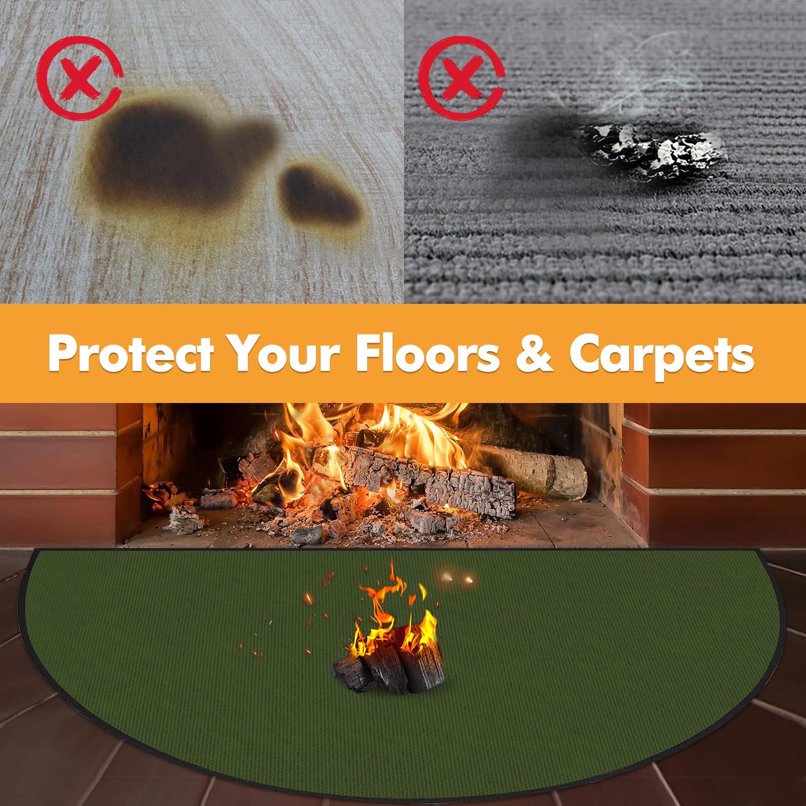 Snapklik.com : Hearth Rugs For Fireplaces Fire Resistant, 48 X 28 Inch ...