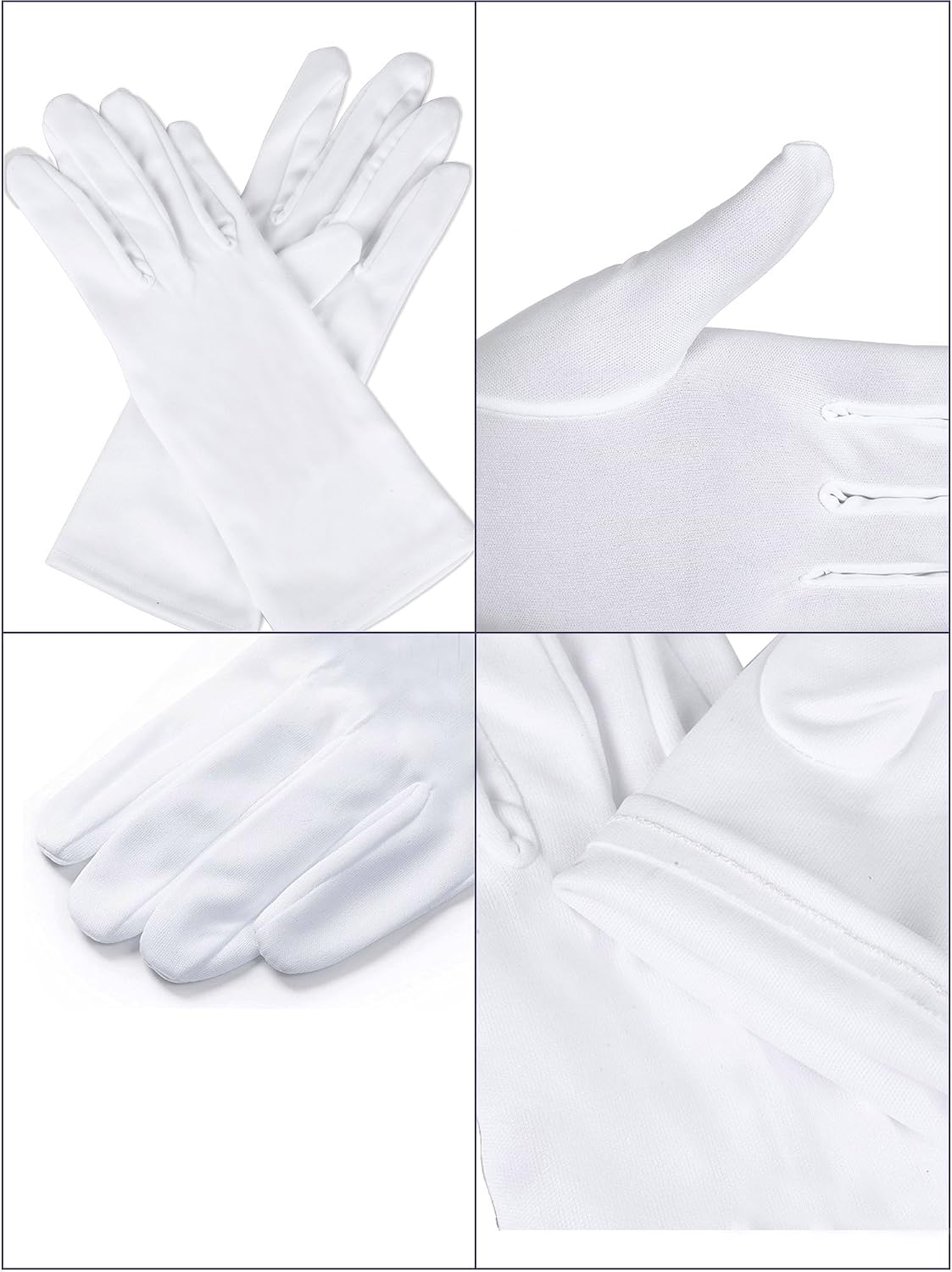 SATINIOR 6 Pair White Glove for Men Women Costume Uniform Usher Gloves for Church Parade Majorette Dance Funeral Formal Guard