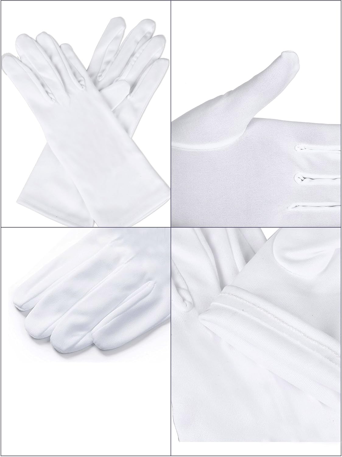 Sumind 2 Pairs Nylon Cotton Gloves White Uniform Gloves Tuxedo Gloves