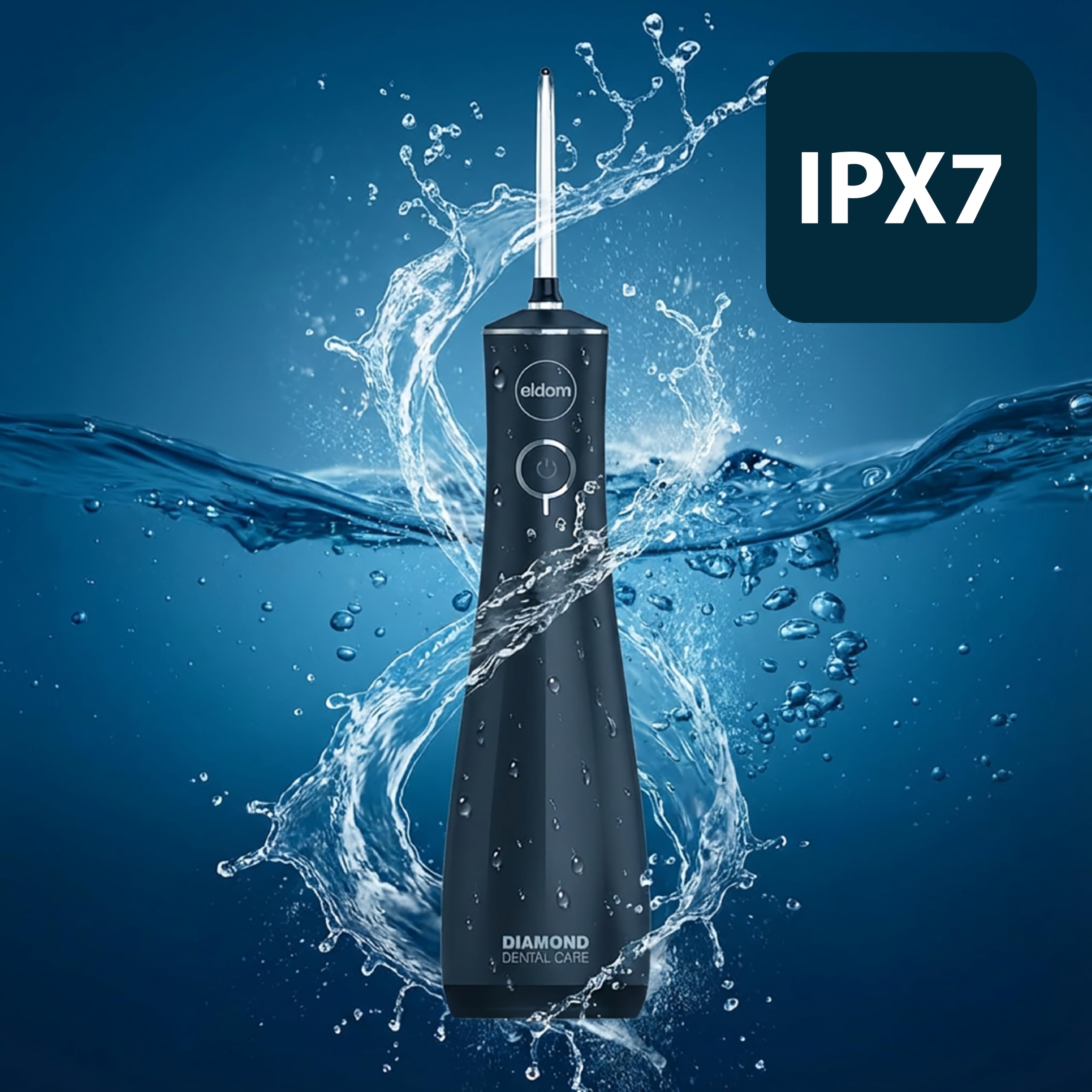 Idropulsore dentale da 230 ml, nero, 4 modalità di pulizia, 5 punte, wireless, IPX7, custodia da viaggio, irrigatore orale, alimentato tramite USB