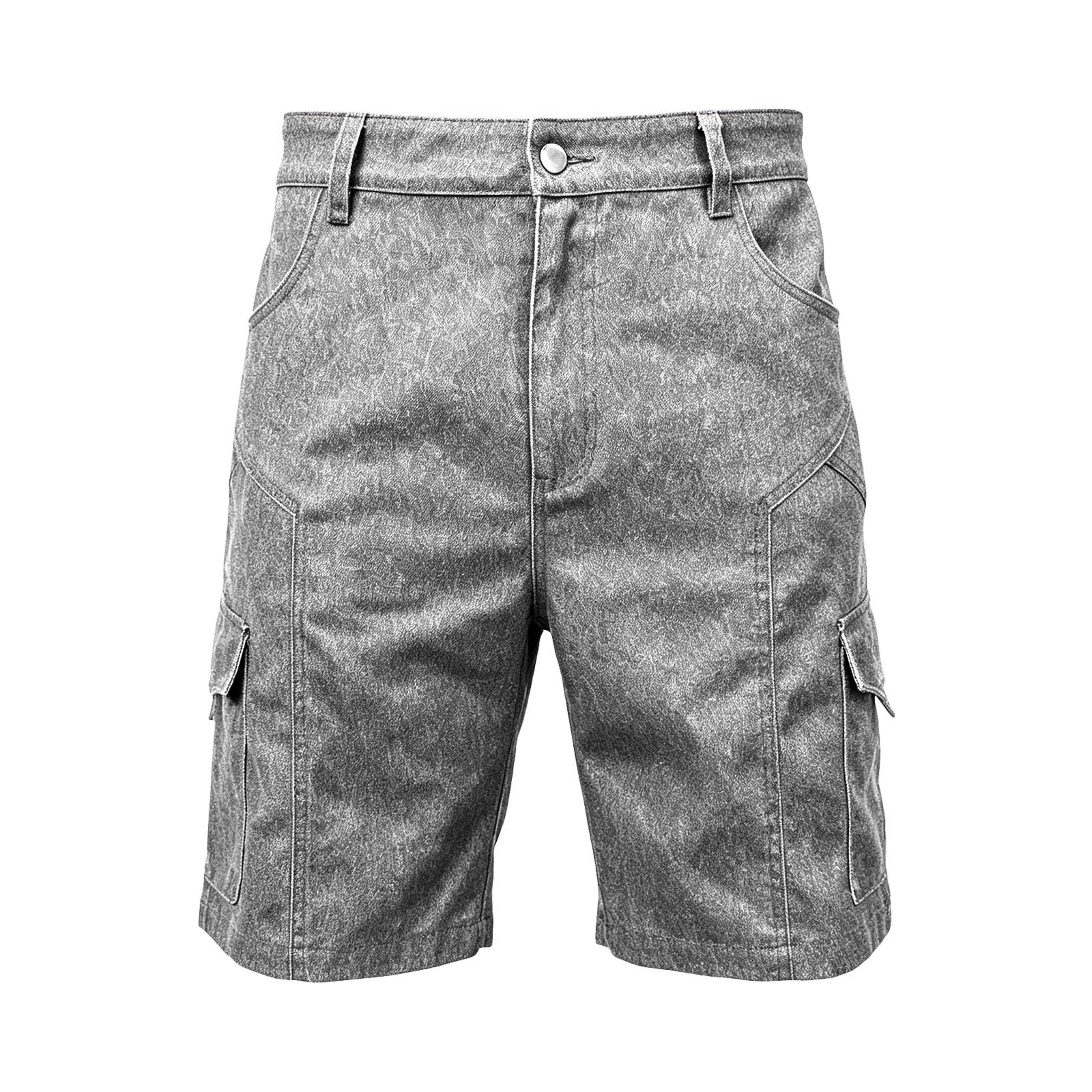 Pantaloni cargo da uomo, pantaloncini da lavoro, con tasche multiple, per il tempo libero, in cotone, traspiranti, per attività all'aperto, con cintura, vestibilità regolare, tinta unita, lunghezza al