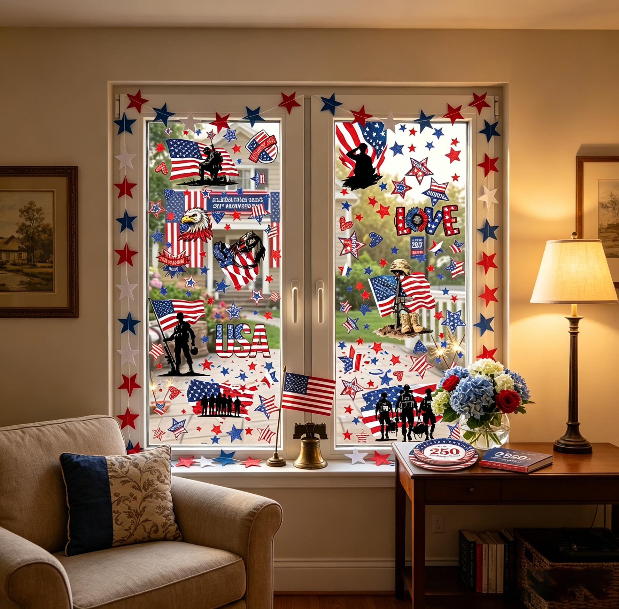 AhfuLife USA 4th of July Window Clings for 250 Years Anniversary - Image 5