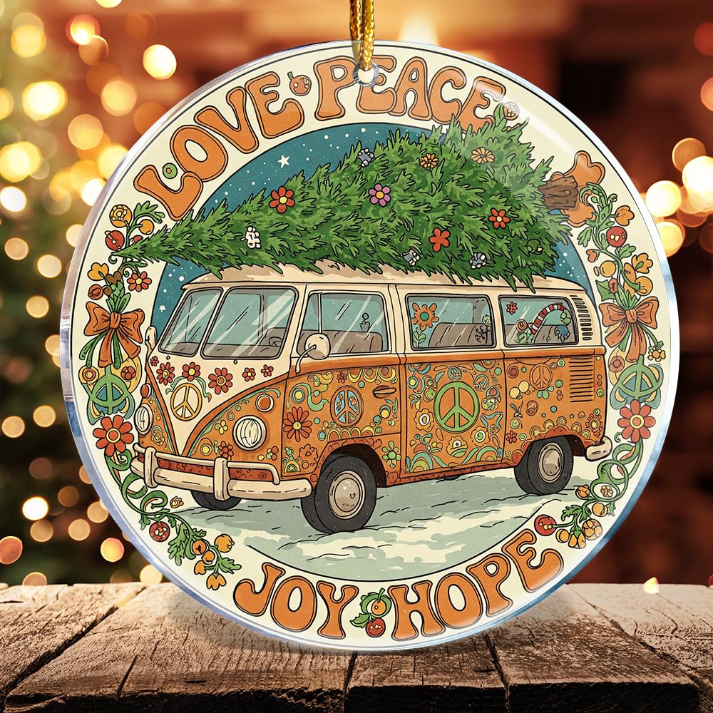 Love Peace Joy Hope 1 - Peace Hippie for Women Boho Decor Family Friend - Christmas Ornaments - Christmas Decorations - 3.6 in Acrylic - Funny Gag Gifts - Stocking Stuffers