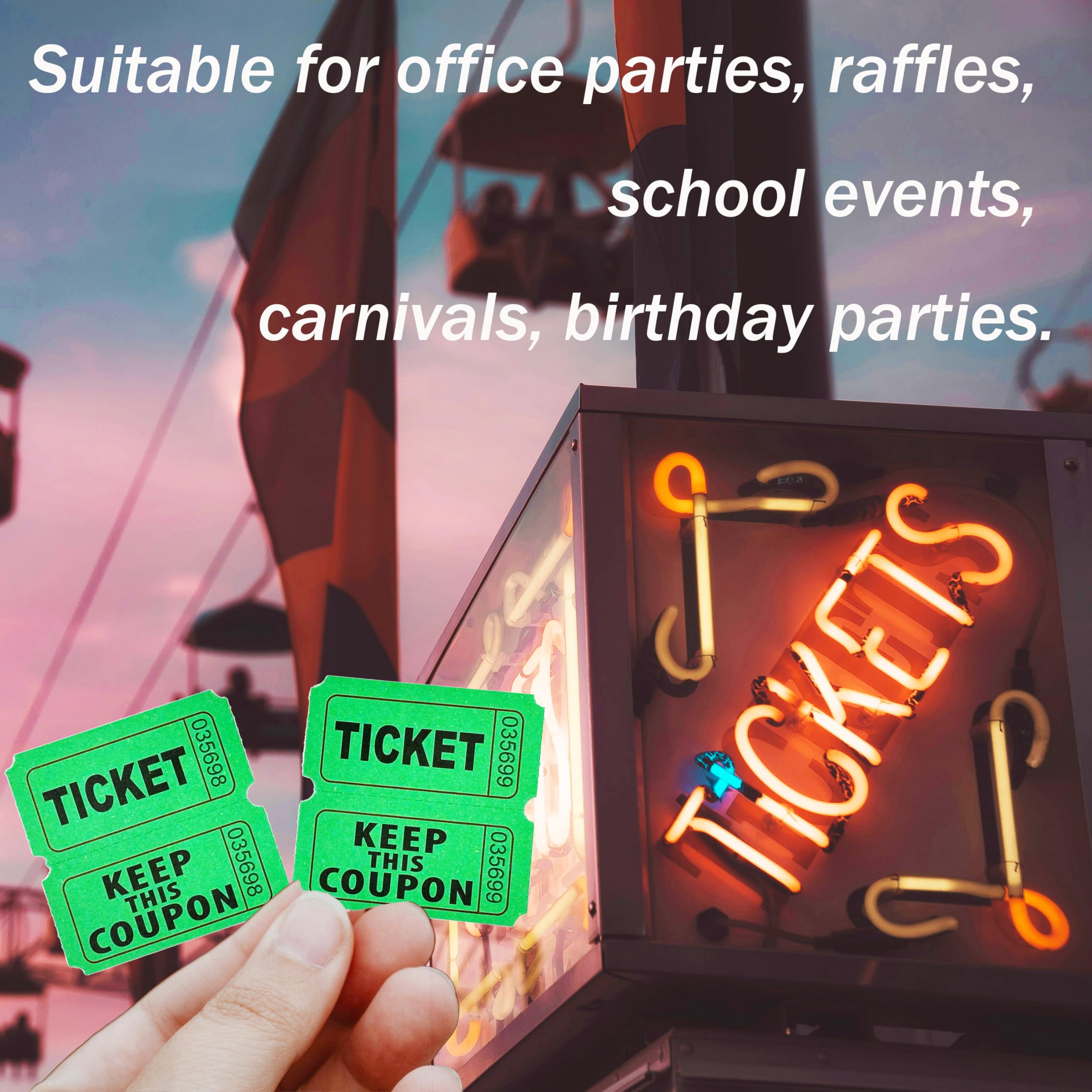 Homrelaxy 3600 boletos dobles para rifa, 1200 boletos por rollo, surtido de boletos de rifa 50/50 para eventos, entradas, carnavales y premios de puerta (azul/rojo/verde)
