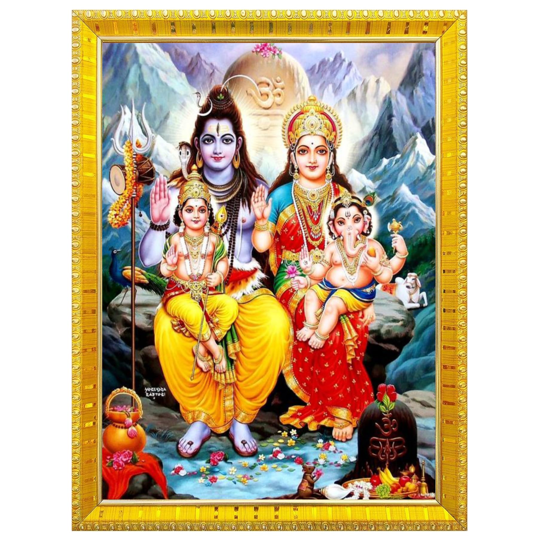 NOKKES Shiv Parvati Shiv Ji Bholenath Nath Ji Golden 5X7 Inch Photo Frame_AQW2-image-12