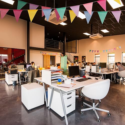 Miniatura 9 de Banderines de banderines de arcoíris pastel  GREATRIL coloridas pancartas triangulares para cumpleaños, primavera, Pascua, aula, escuela,