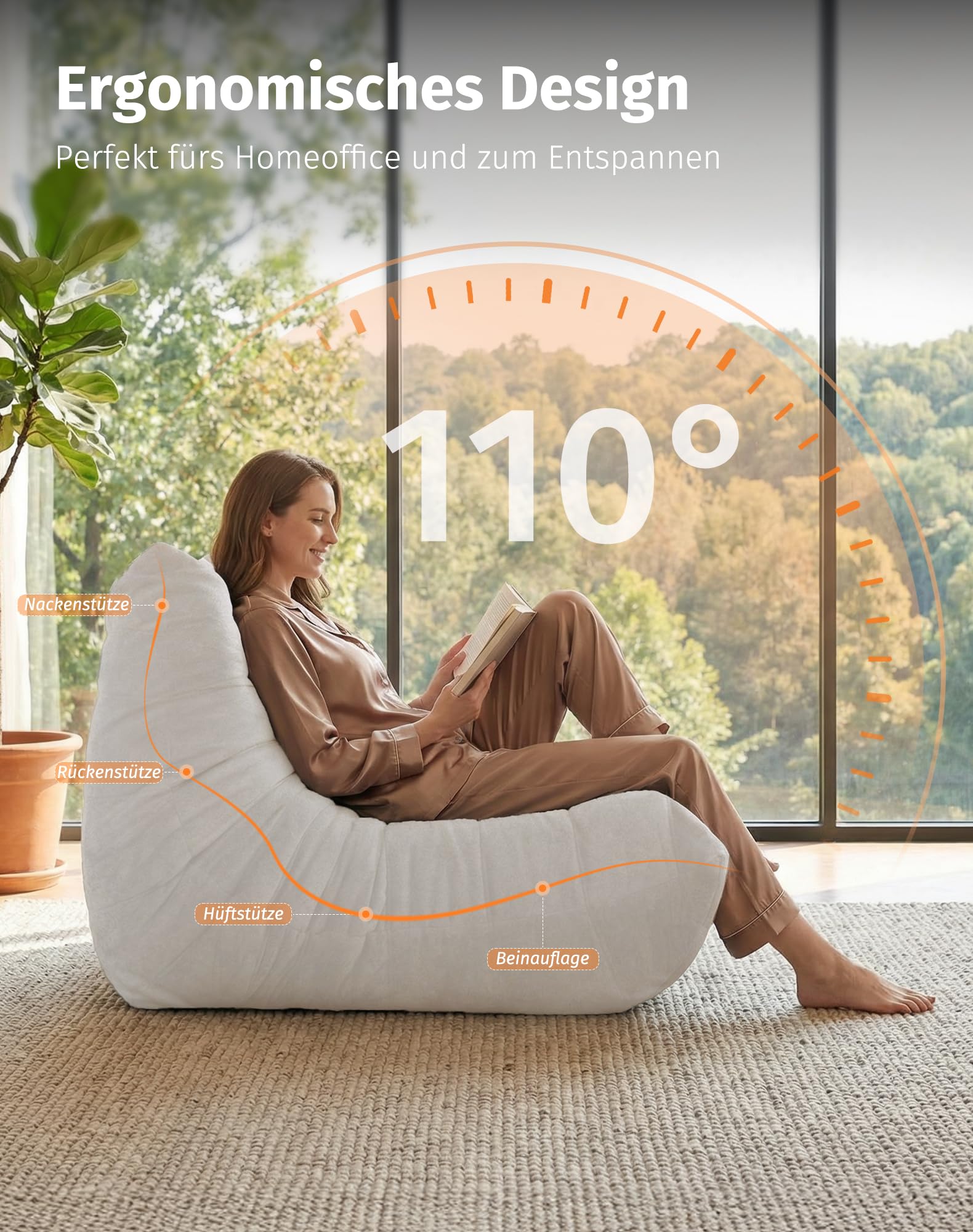 Upvilla Boneless Schaumstoff Couch – bequemes Bodensofa Mit Ergonomischem Design, Ohne Montage, Sitzsack Sofa für Wohnzimmer, Schlafzimmer, Apartment,Gaming & Büro