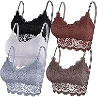 Duufin 5 Pezzi Reggiseno Bralette Pizzo Reggiseno Senza Ferretto per Donna e Ragazze