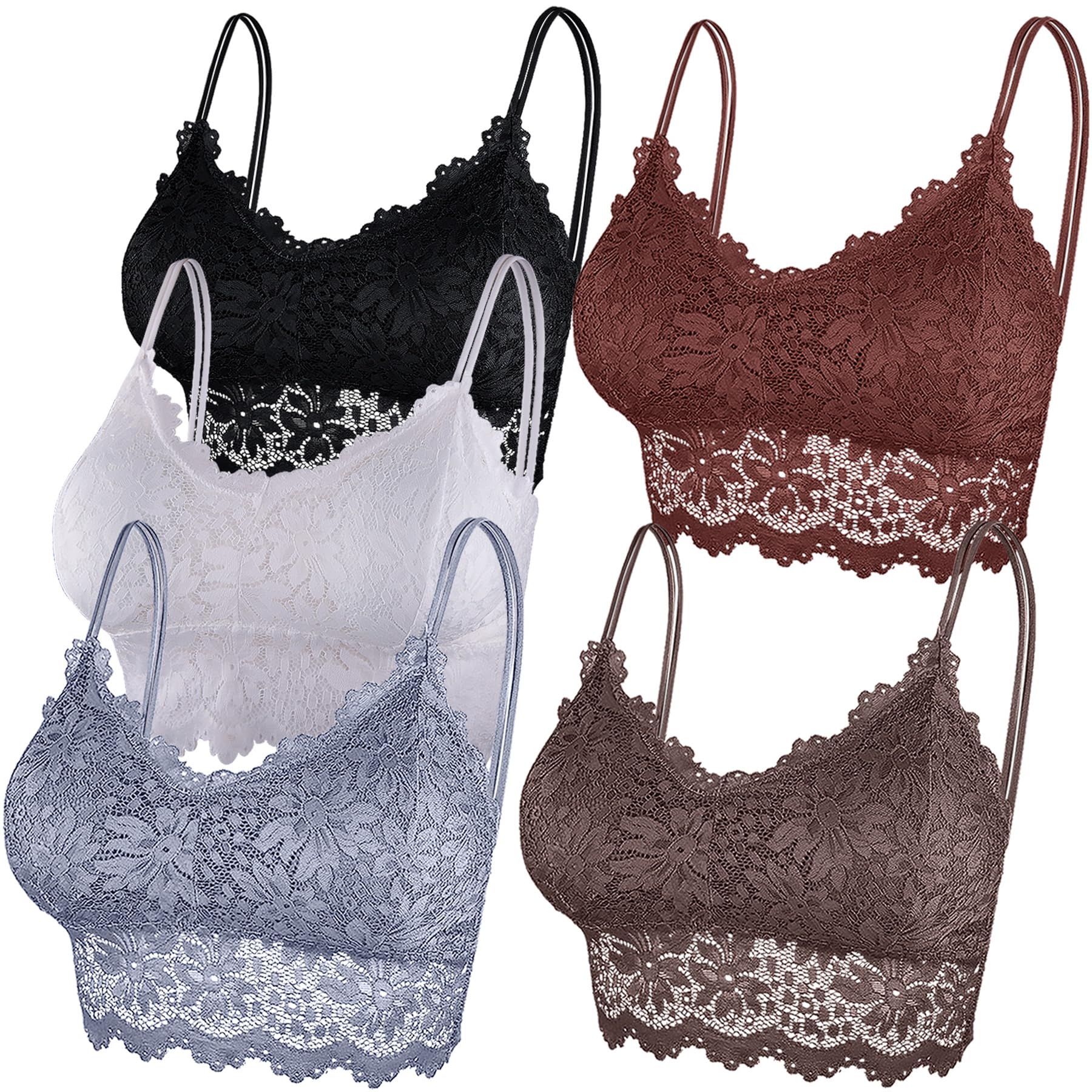 Duufin 5 Piezas Bralette Encaje Sujetador de Encaje Tipo Bralette para Mujer y Niña