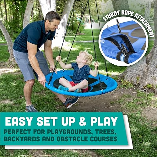 Miniatura 4 de Ultimate Swing Bundle  Columpio de platillo gigante de 40 pulgadas y giratorio resistente, capacidad de 500 libras, perfecto para diversión en el