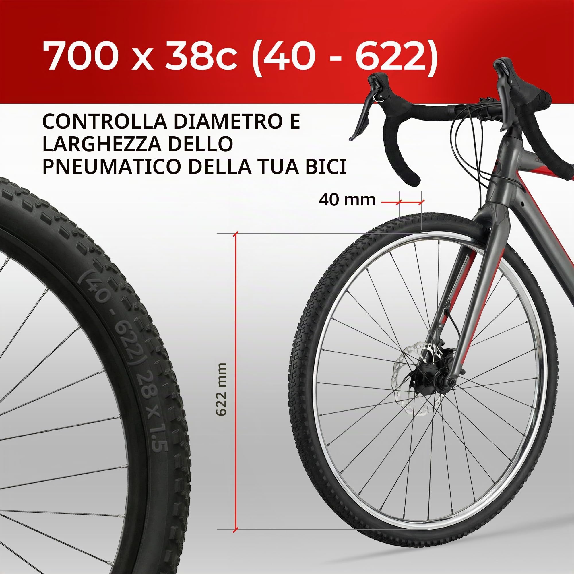 Fincci Copertone Bici 700x38C Tubeless ETRTO 40-622 Pieghevole 120 TPI | Protezione Aramidica da 1 mm e Pressione 50-80 PSI per una Guida Stabile su Strada, Gravel, Bici Ibride, Città e Trekking